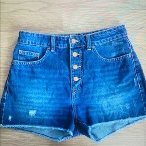 Denim Button-Up Women's Athletic Shorts